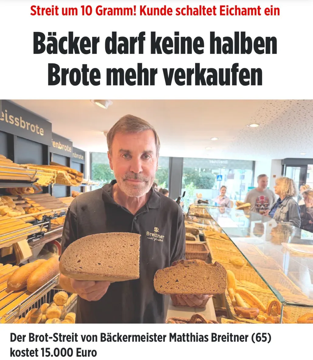 Germania, mezzo chilo di polemica: cliente contesta 10 grammi di pane e il panificio spende 15 mila euro
